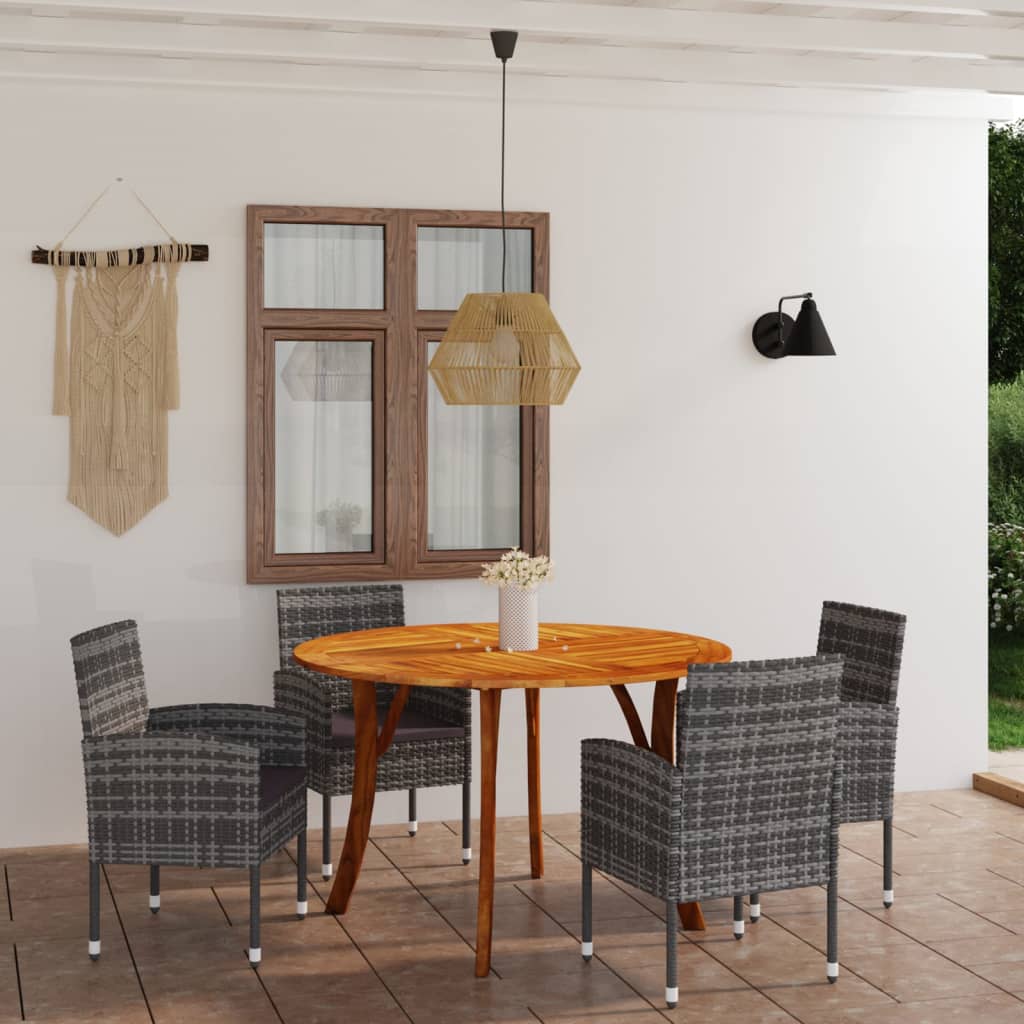 5-tlg. Garten-Essgruppe Anthrazit