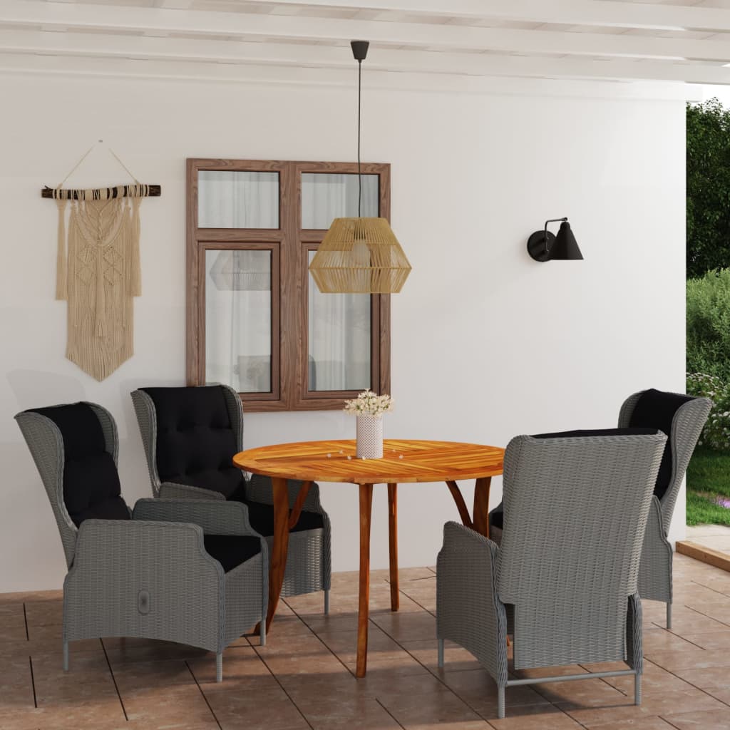 5-tlg. Garten-Essgruppe Hellgrau