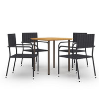 Thumbnail for 5-tlg. Garten-Essgruppe Poly Rattan Schwarz