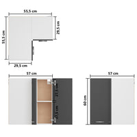 Thumbnail for Eckhängeschrank Grau 57x57x60 cm Holzwerkstoff
