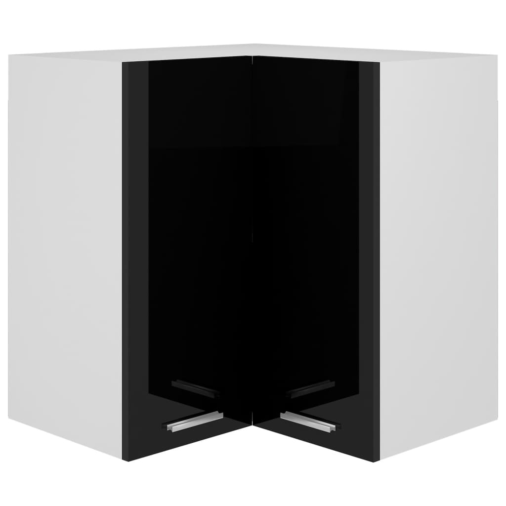 Eckhängeschrank Hochglanz-Schwarz 57x57x60 cm Holzwerkstoff