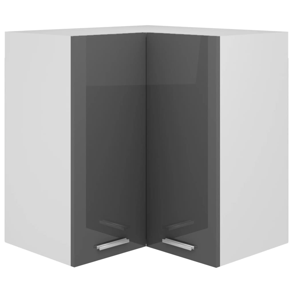 Eckhängeschrank Hochglanz-Grau 57x57x60 cm Holzwerkstoff