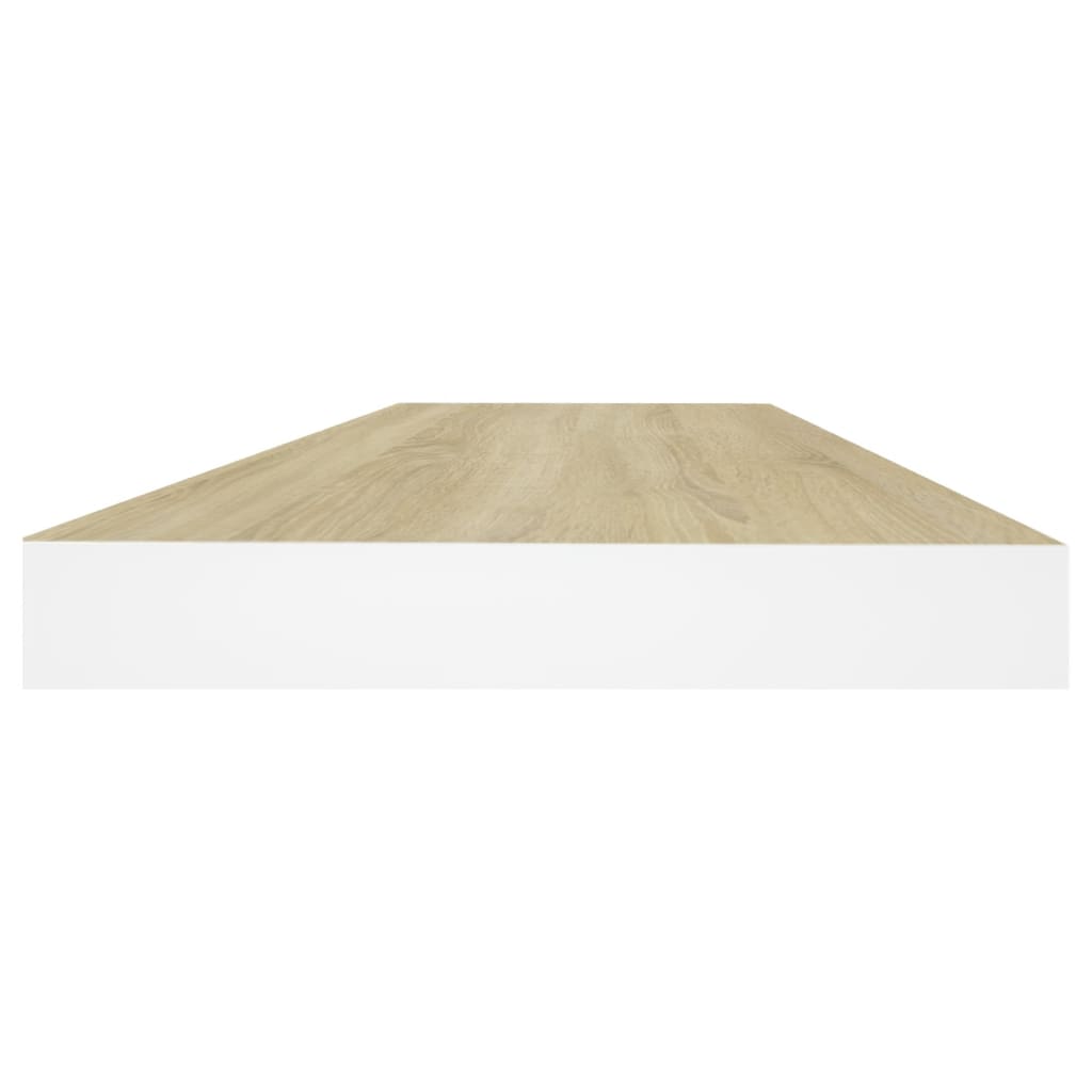 Schweberegale 2 Stk. Eiche und Weiß 60x23,5x3,8 cm MDF