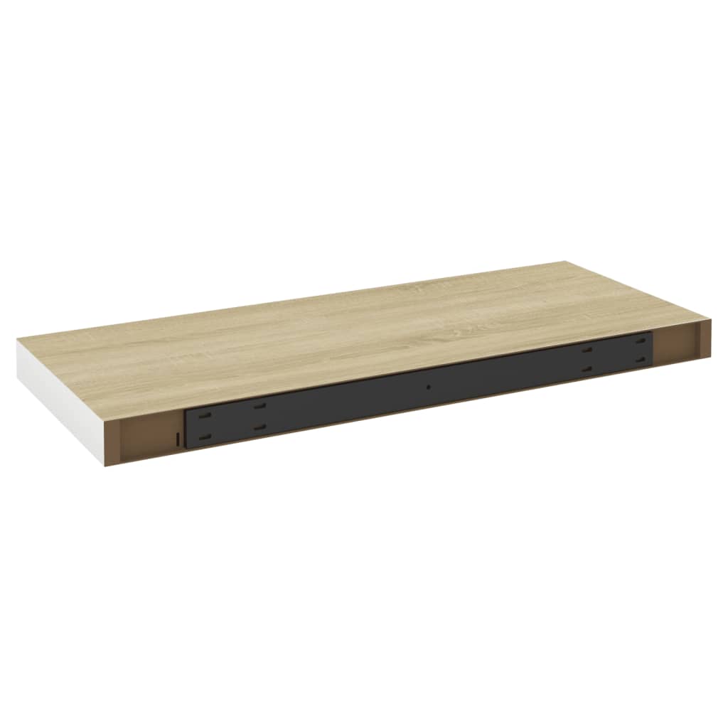 Schweberegale 2 Stk. Eiche und Weiß 60x23,5x3,8 cm MDF