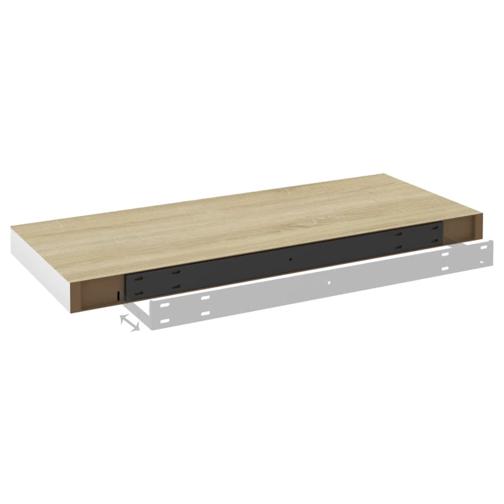 Schweberegale 2 Stk. Eiche und Weiß 60x23,5x3,8 cm MDF