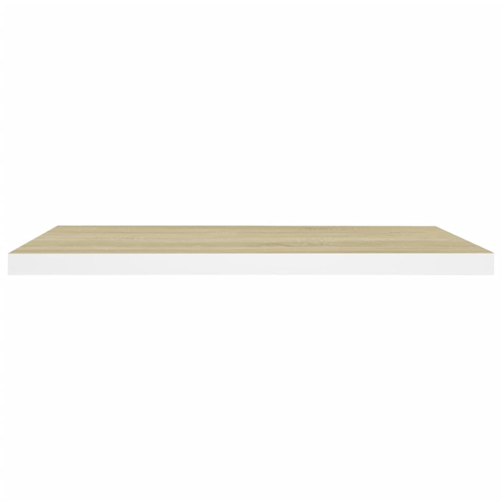 Schweberegale 2 Stk. Eiche und Weiß 80x23,5x3,8 cm MDF