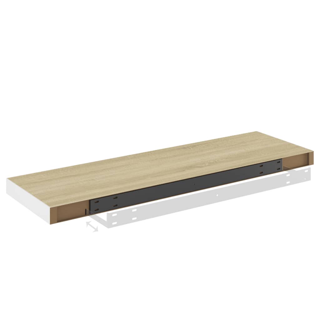 Schweberegale 2 Stk. Eiche und Weiß 80x23,5x3,8 cm MDF