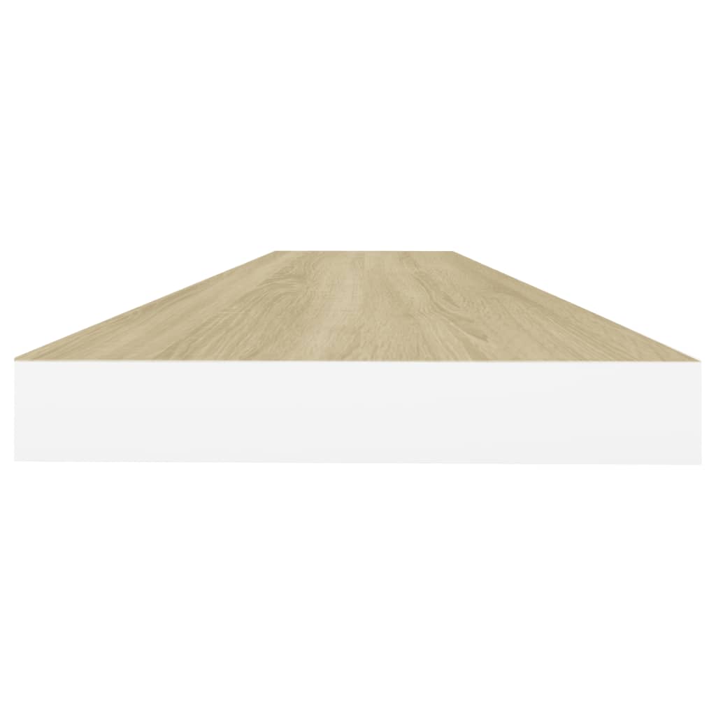 Schweberegale 2 Stk. Eiche und Weiß 90x23,5x3,8 cm MDF