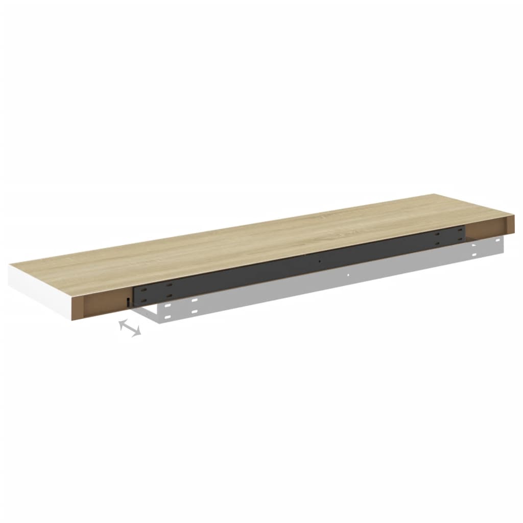 Schweberegale 2 Stk. Eiche und Weiß 90x23,5x3,8 cm MDF