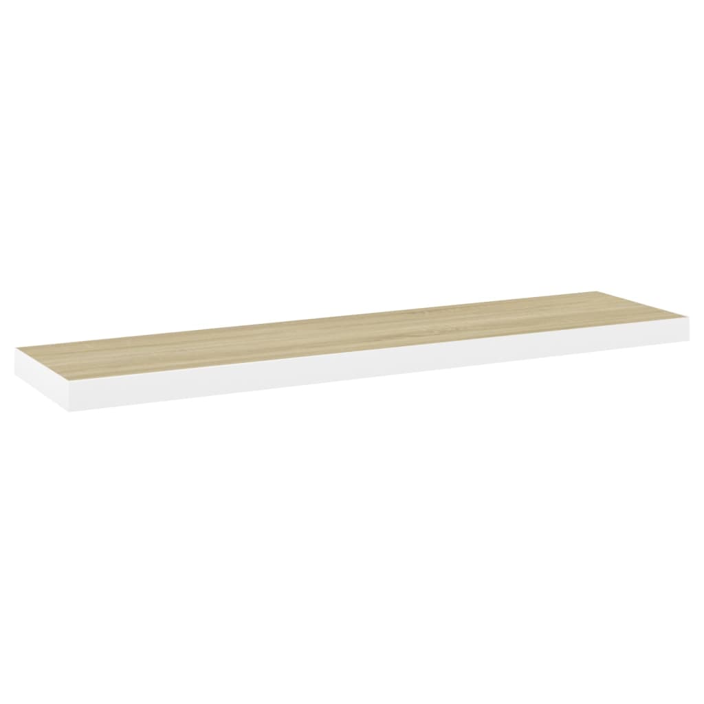 Schweberegale 2 Stk. Eiche und Weiß 120x23,5x3,8 cm MDF