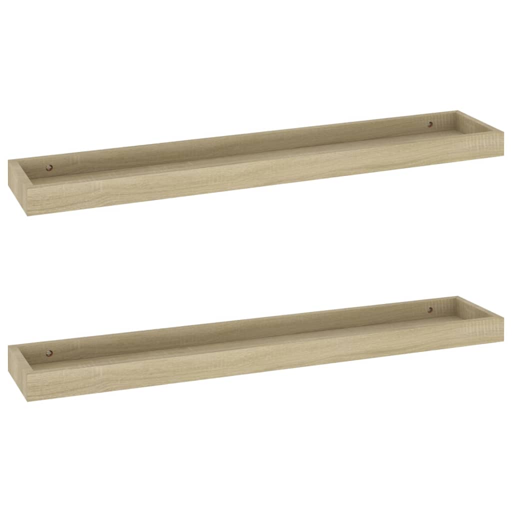 2 Stk. Wandregale Loggia 80x15x4 cm MDF Eichen-Optik