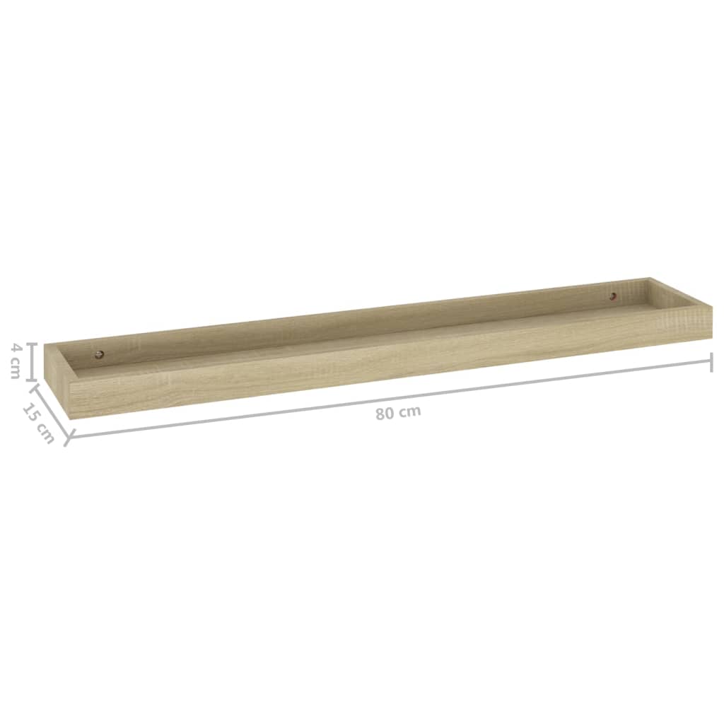 2 Stk. Wandregale Loggia 80x15x4 cm MDF Eichen-Optik