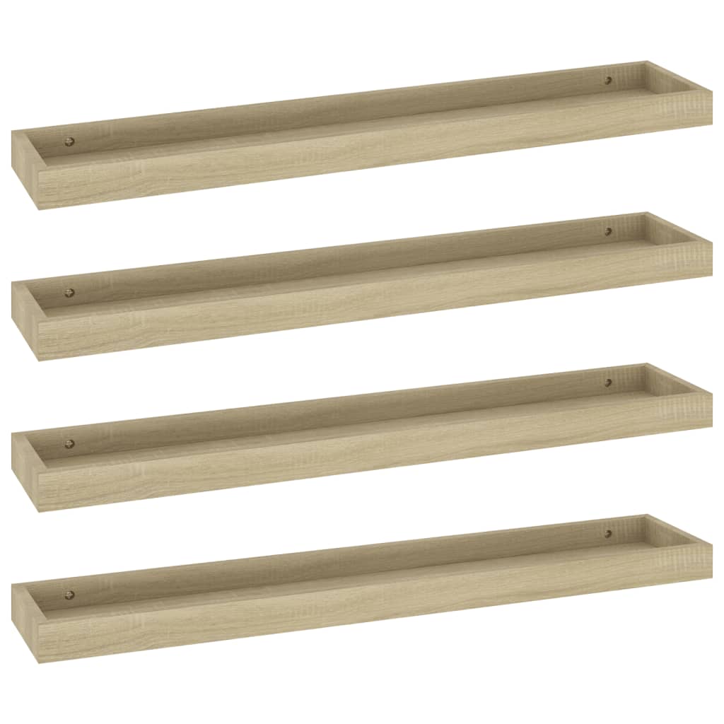 4 Stk. Wandregale Loggia 80x15x4 cm MDF Eichen-Optik