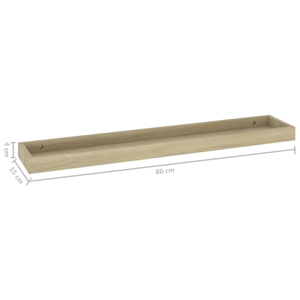 4 Stk. Wandregale Loggia 80x15x4 cm MDF Eichen-Optik