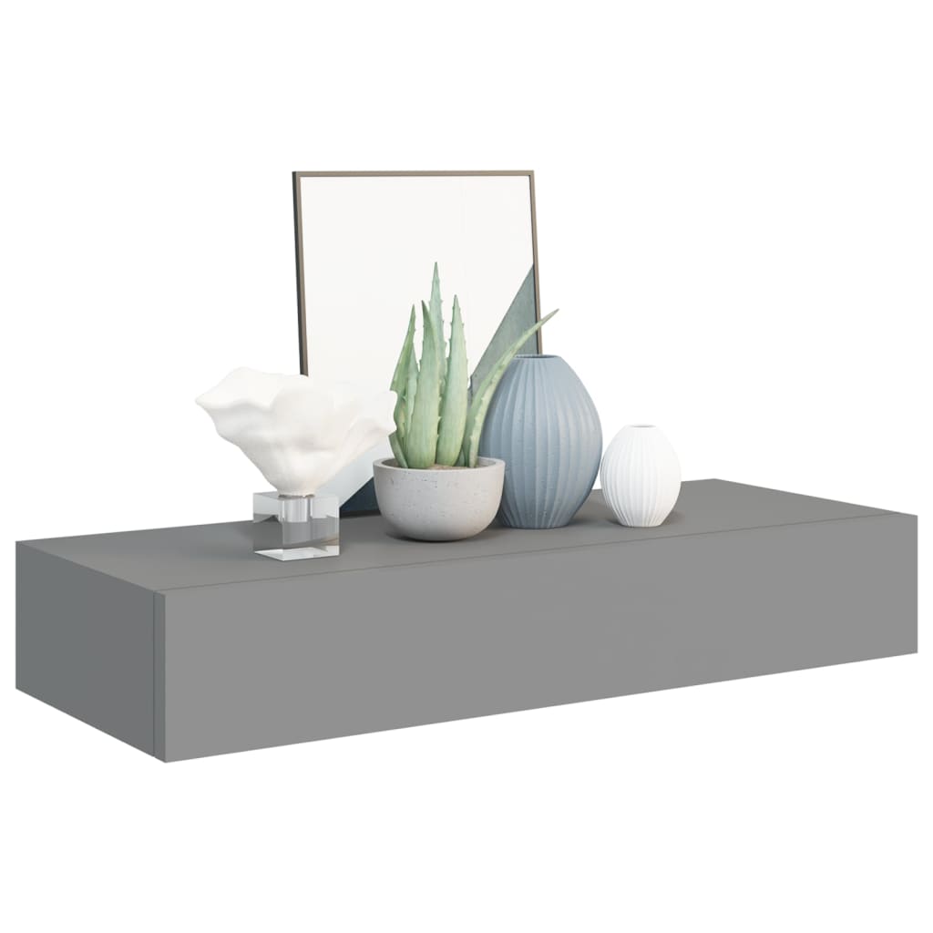 Wand-Schubladenregal Grau 60x23,5x10 cm MDF