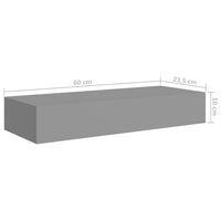 Thumbnail for Wand-Schubladenregal Grau 60x23,5x10 cm MDF