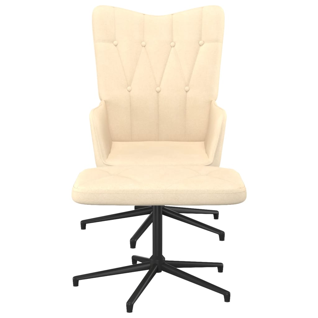 Relaxsessel mit Hocker Creme Stoff