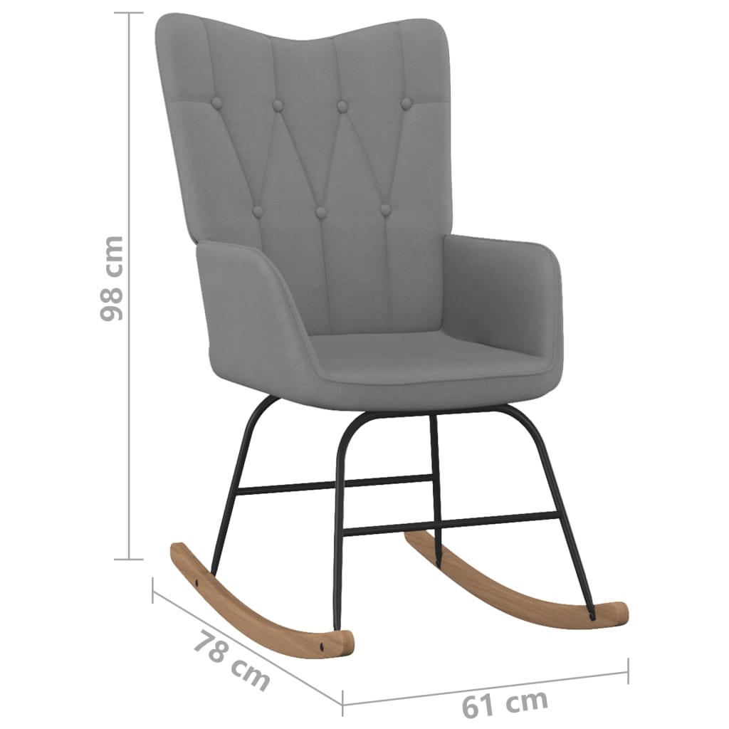 Schaukelstuhl mit Hocker Stoff Dunkelgrau