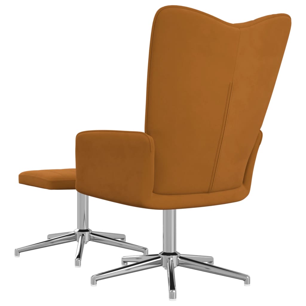 Relaxsessel mit Hocker Braun Samt