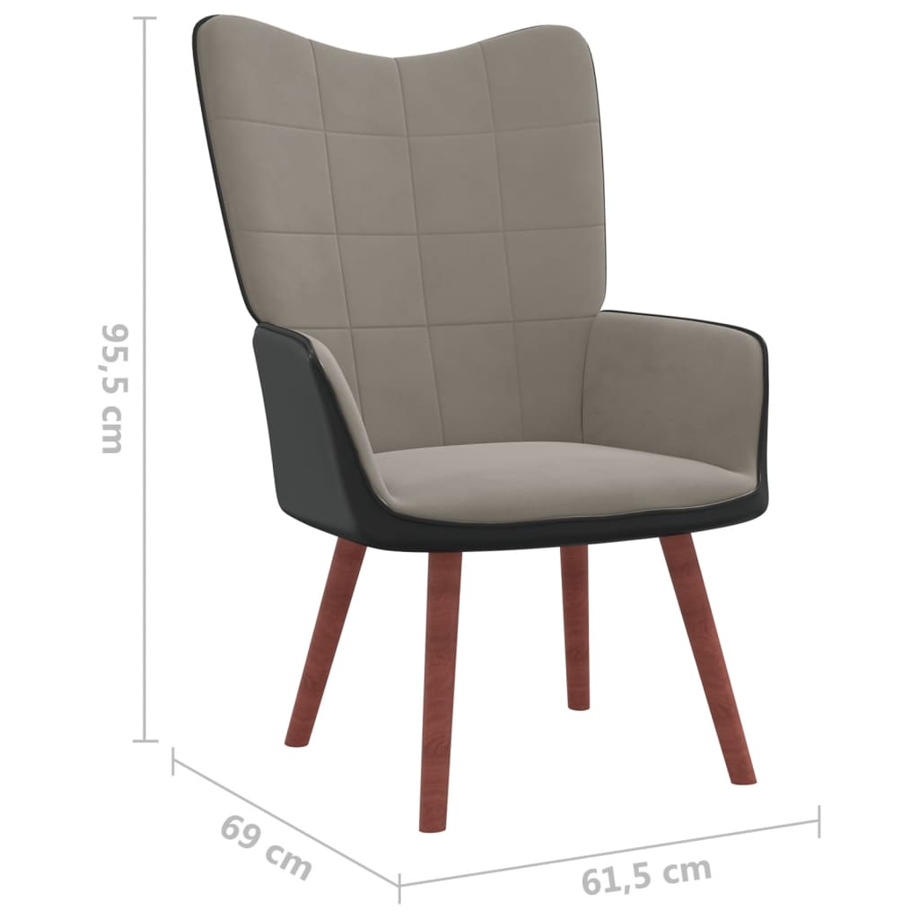 Relaxsessel Hellgrau Samt und PVC