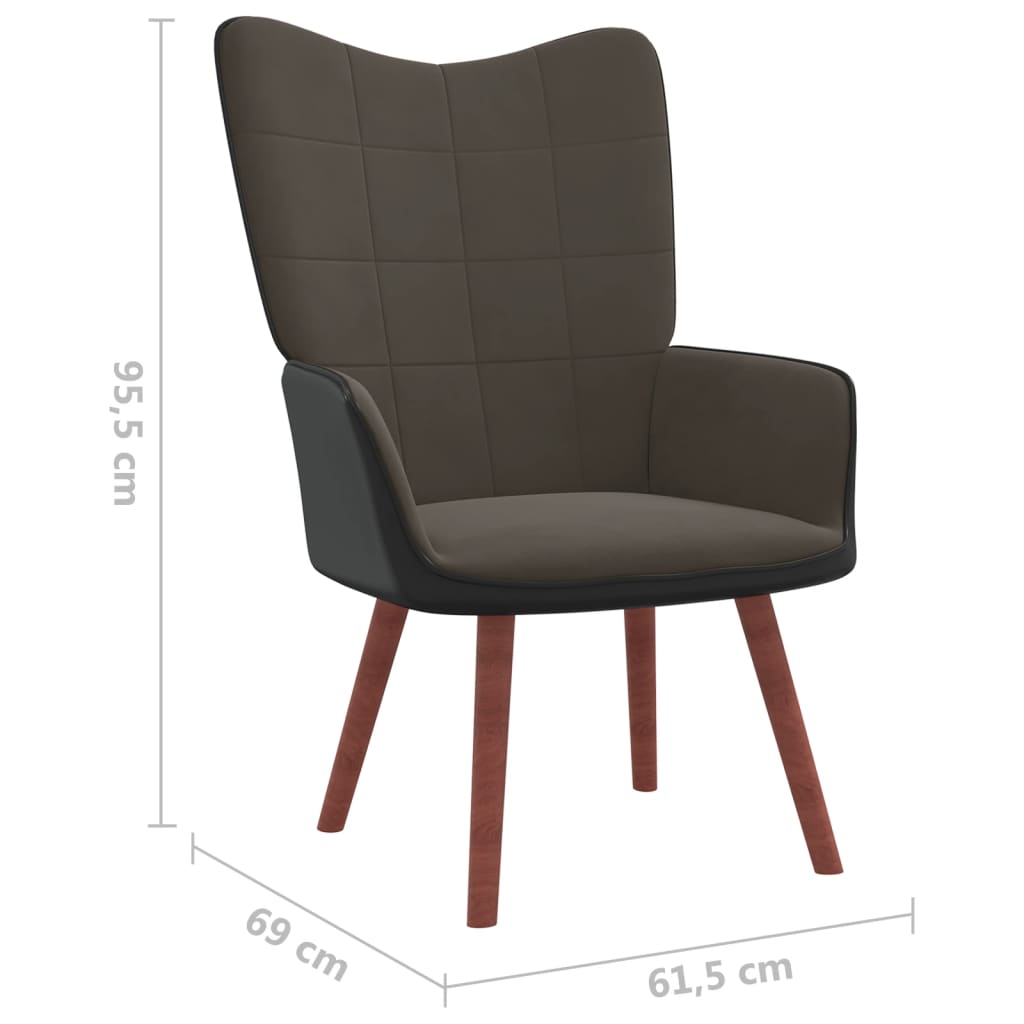 Relaxsessel Dunkelgrau Samt und PVC