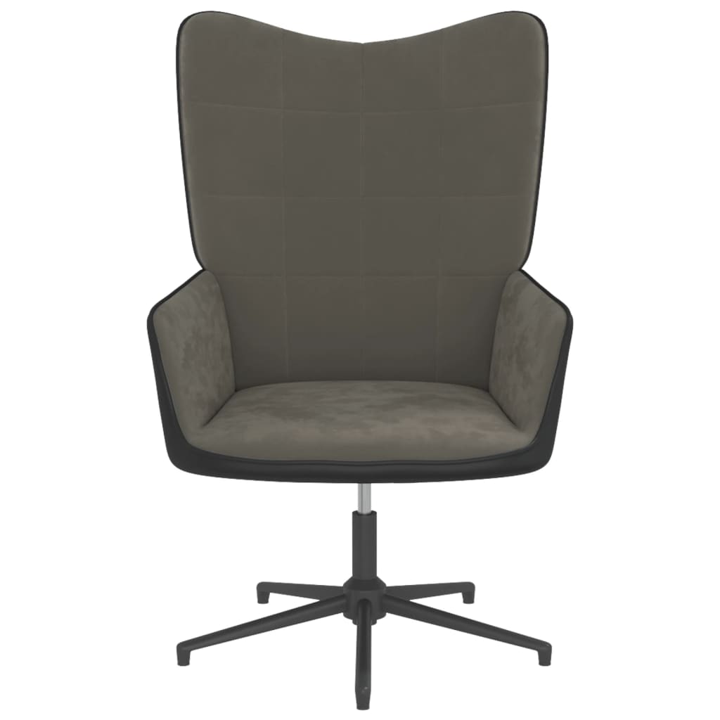 Relaxsessel Dunkelgrau Samt und PVC