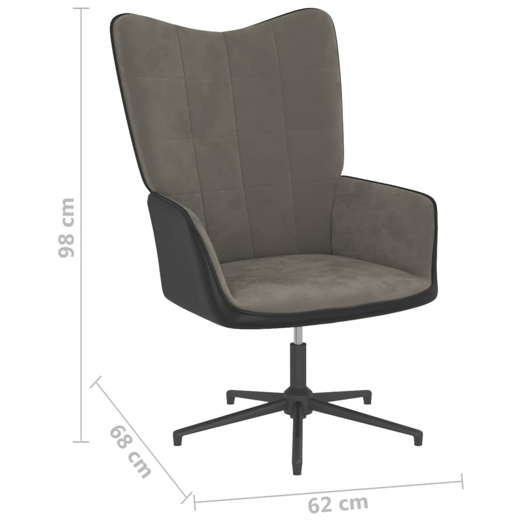 Relaxsessel mit Hocker Dunkelgrau Samt und PVC