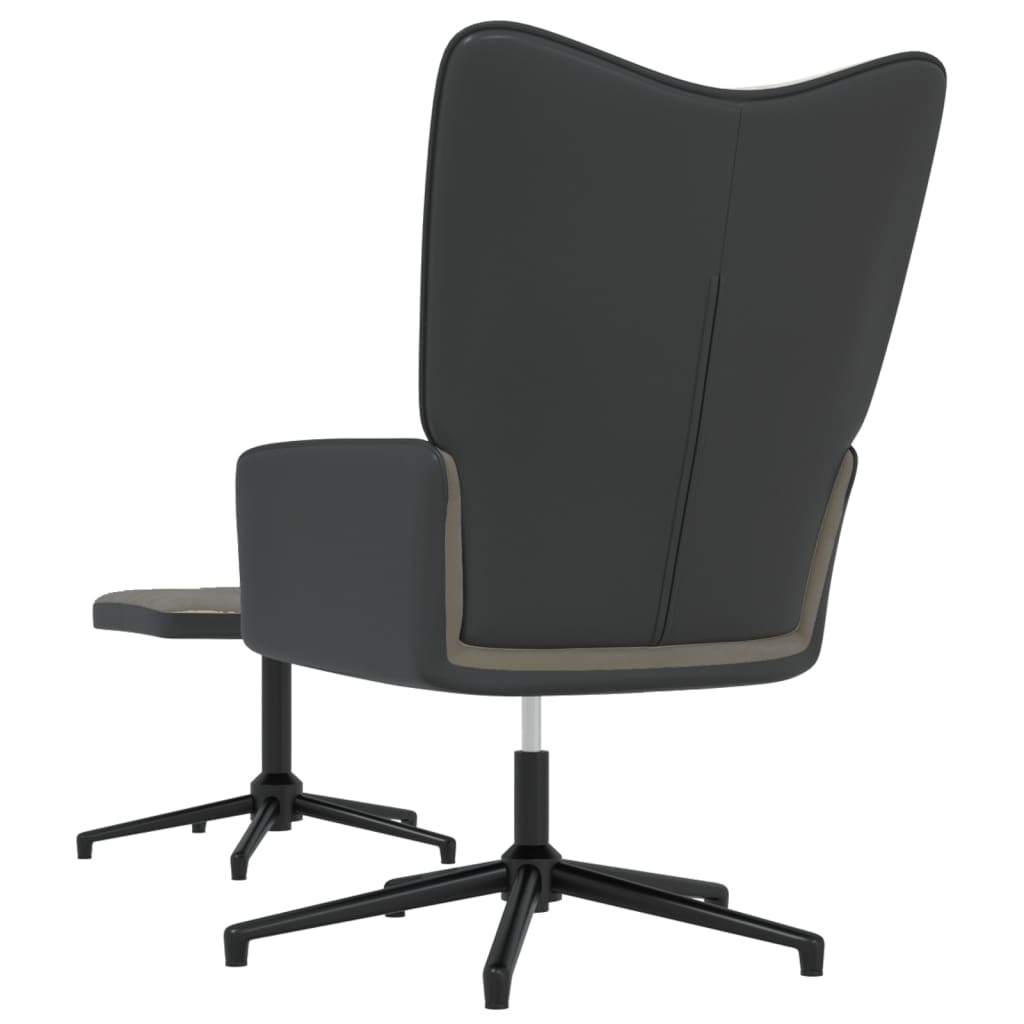 Relaxsessel mit Hocker Dunkelgrau Samt und PVC