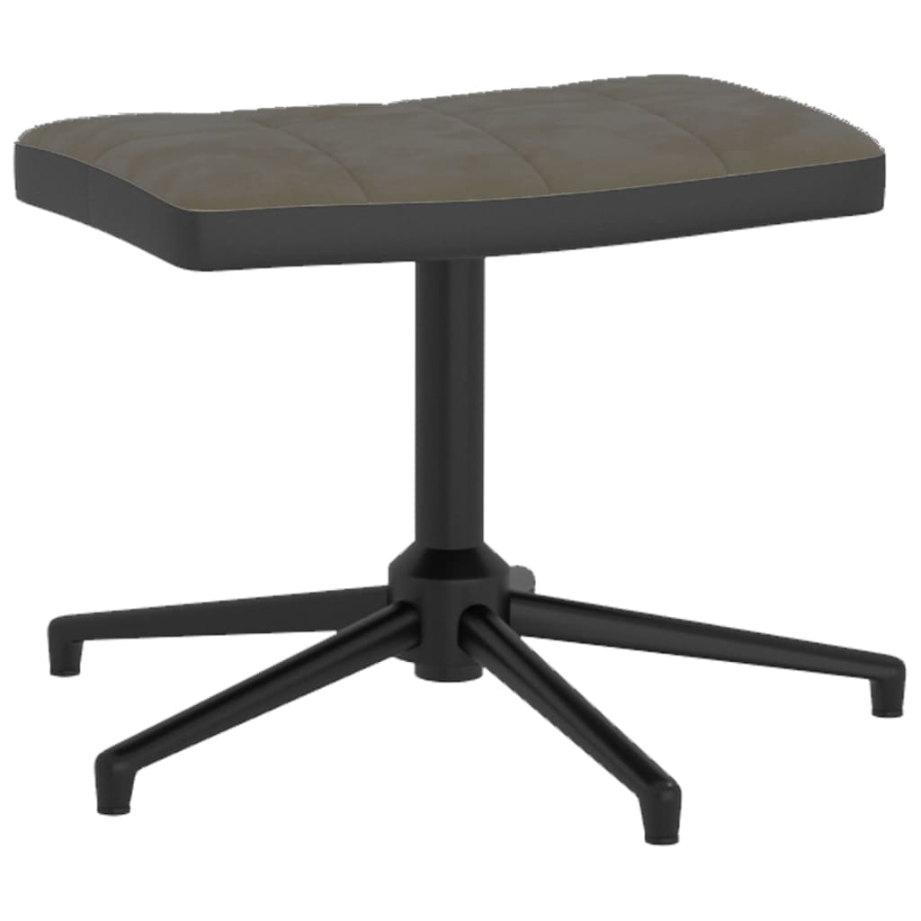 Relaxsessel mit Hocker Dunkelgrau Samt und PVC