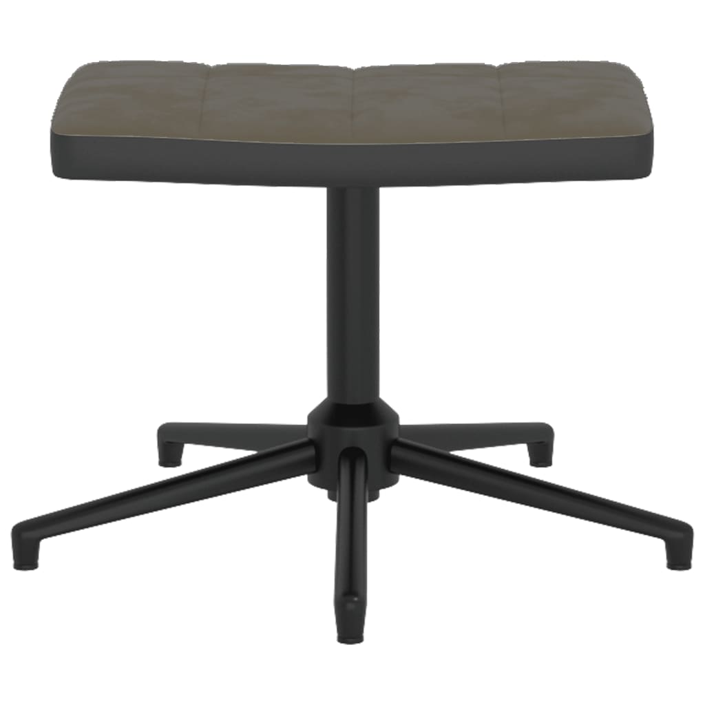 Relaxsessel mit Hocker Dunkelgrau Samt und PVC