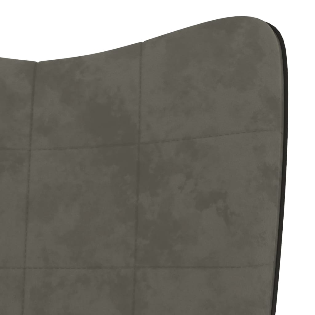 Relaxsessel mit Hocker Dunkelgrau Samt und PVC