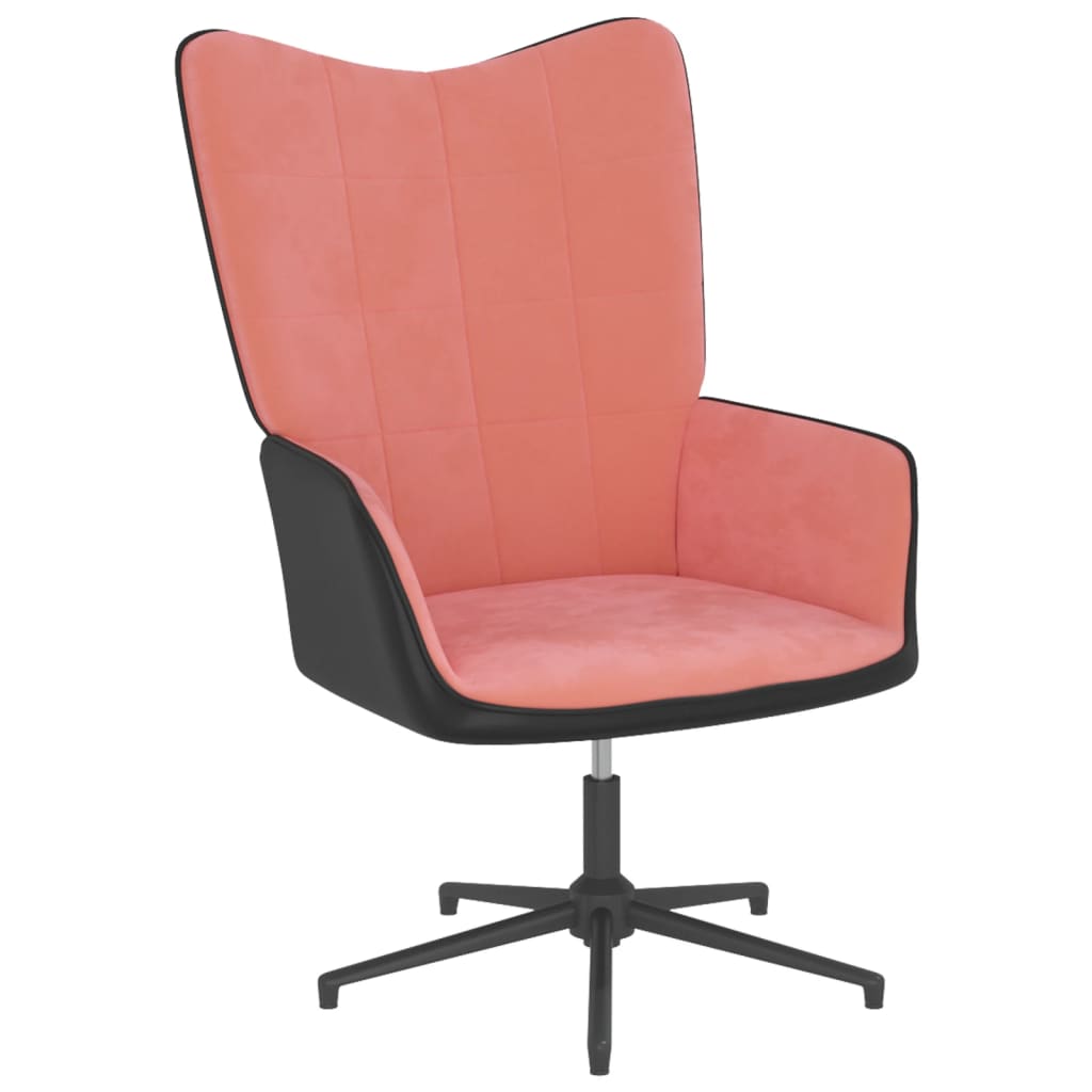 Relaxsessel mit Hocker Rosa Samt und PVC