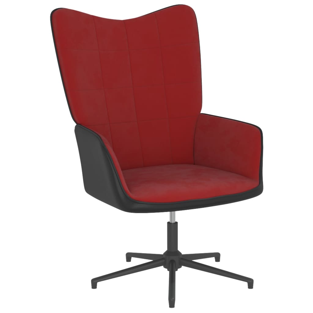 Relaxsessel mit Hocker Weinrot Samt und PVC