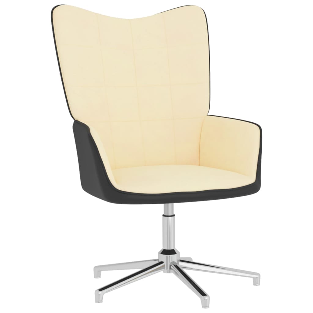 Relaxsessel Cremeweiß Samt und PVC