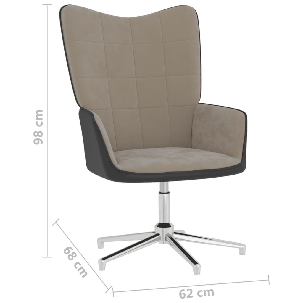 Relaxsessel mit Hocker Hellgrau Samt und PVC