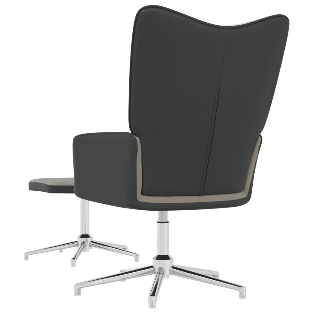 Relaxsessel mit Hocker Hellgrau Samt und PVC