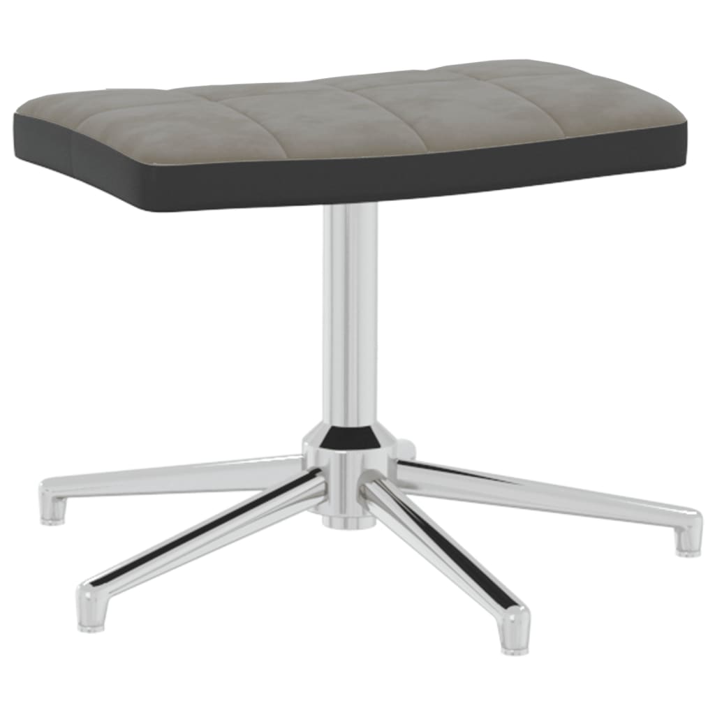 Relaxsessel mit Hocker Hellgrau Samt und PVC