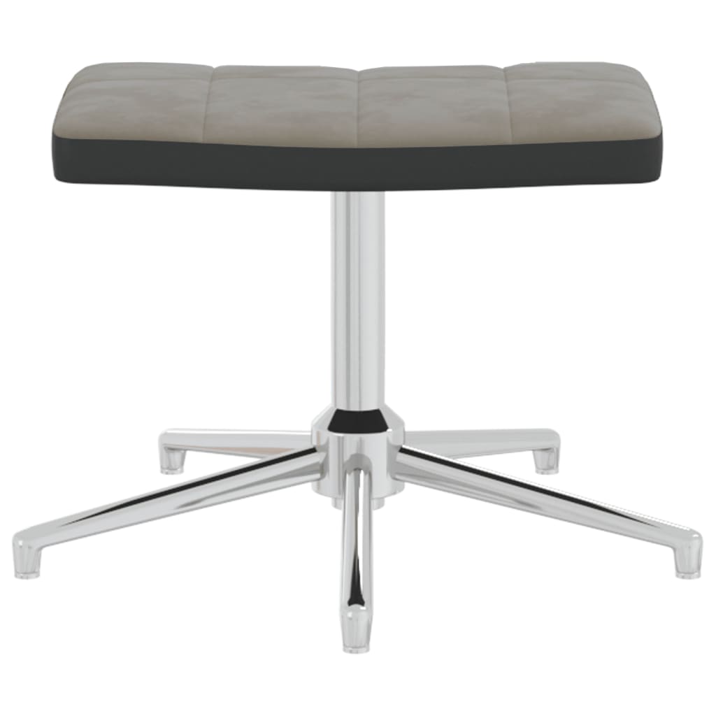 Relaxsessel mit Hocker Hellgrau Samt und PVC