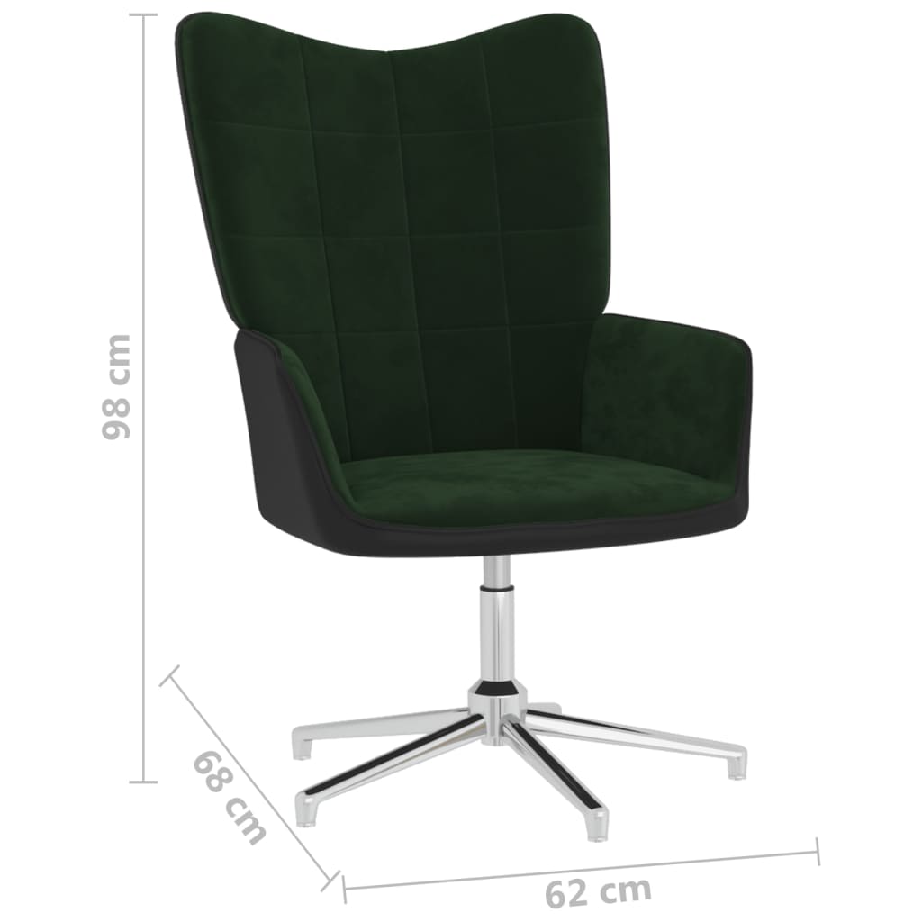 Relaxsessel mit Hocker Dunkelgrün Samt und PVC