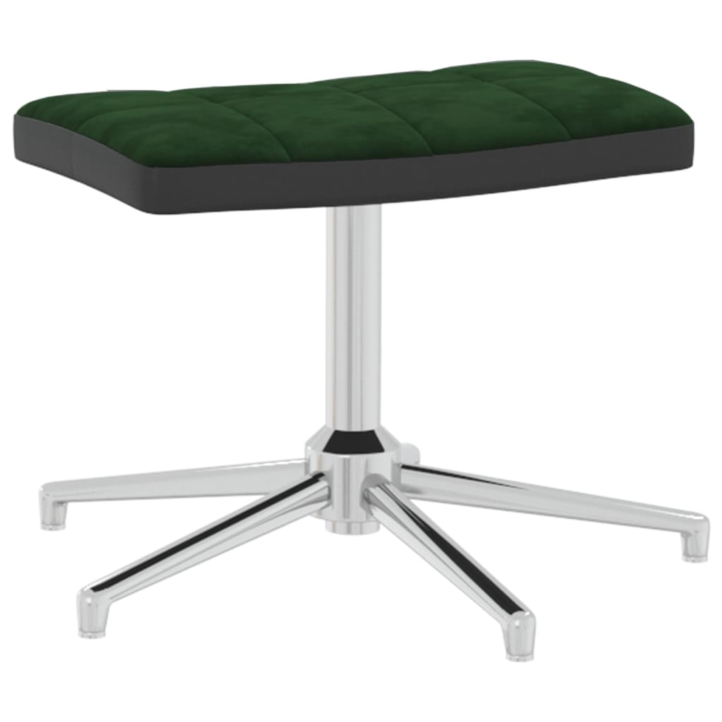 Relaxsessel mit Hocker Dunkelgrün Samt und PVC