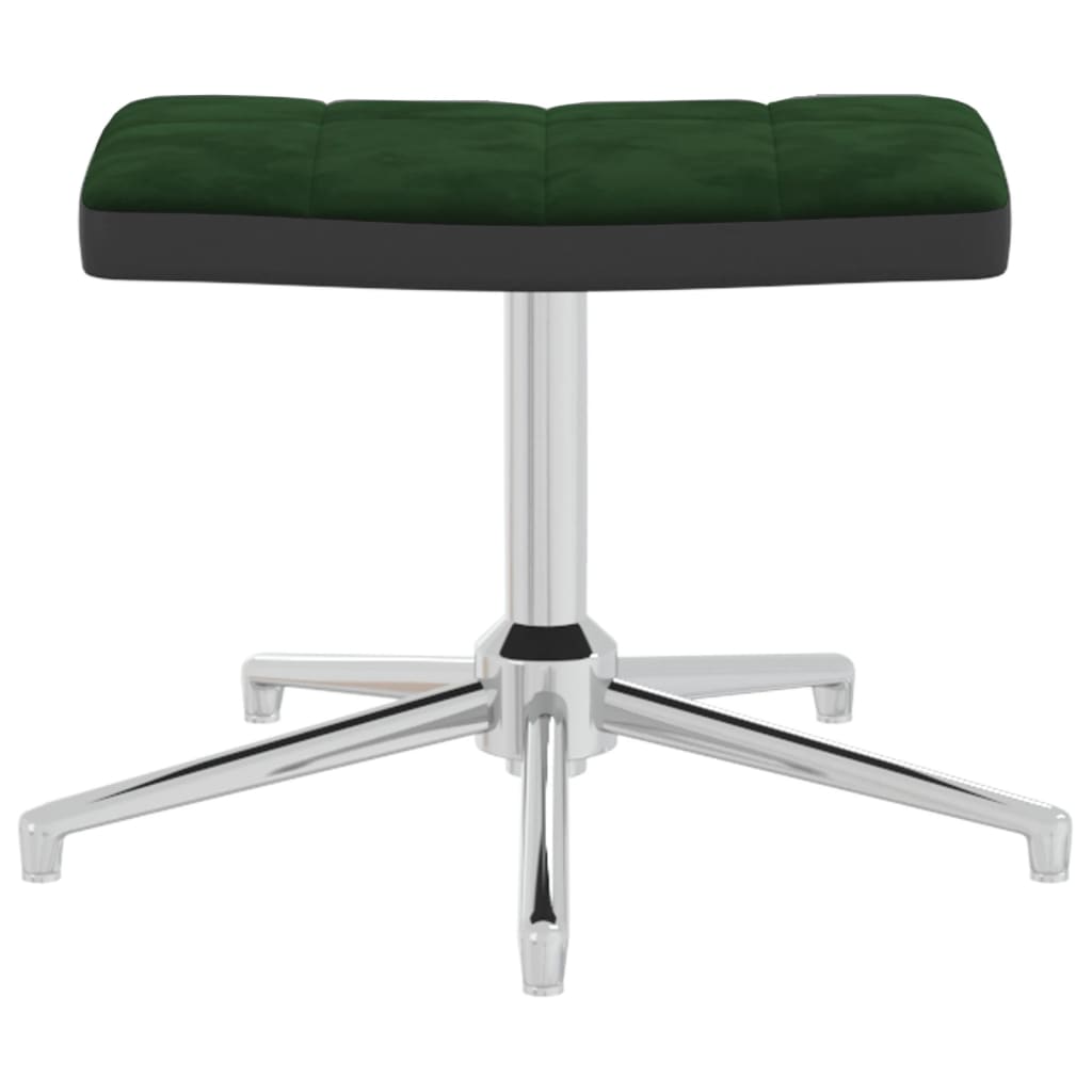Relaxsessel mit Hocker Dunkelgrün Samt und PVC