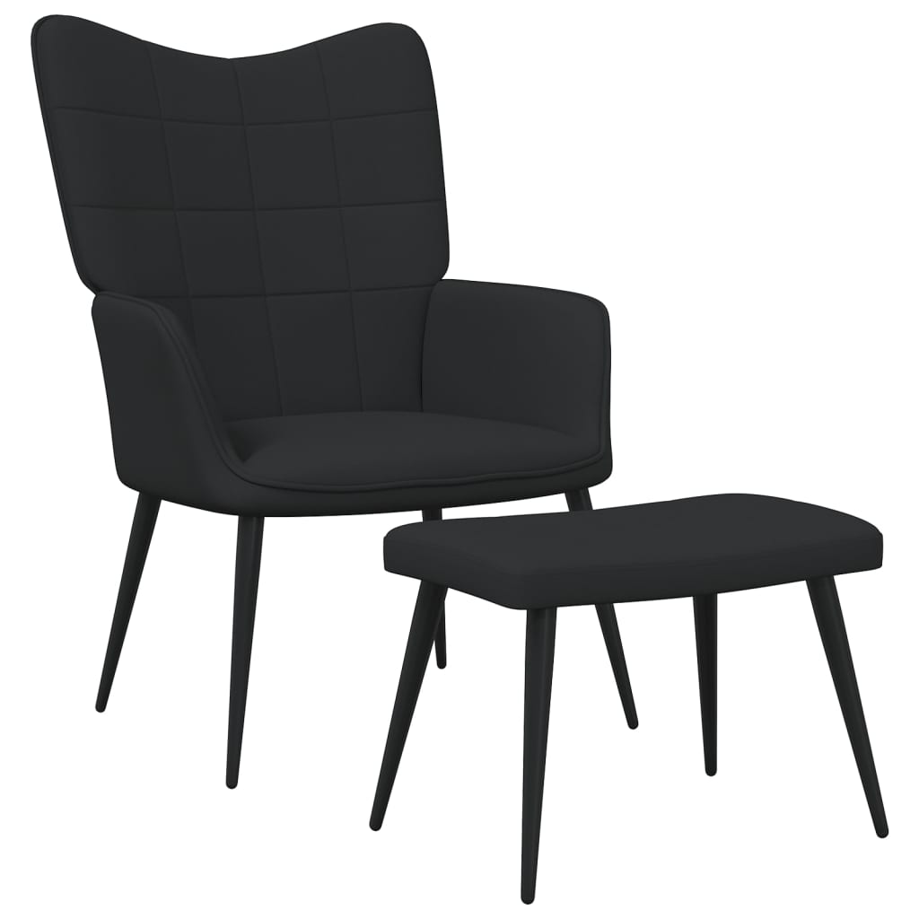 Relaxsessel mit Hocker Schwarz Stoff