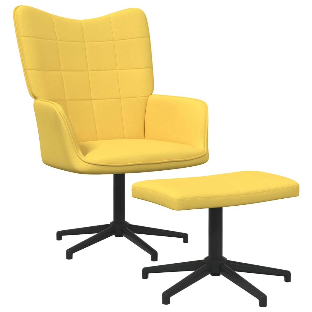 Relaxsessel mit Hocker Senfgelb Stoff