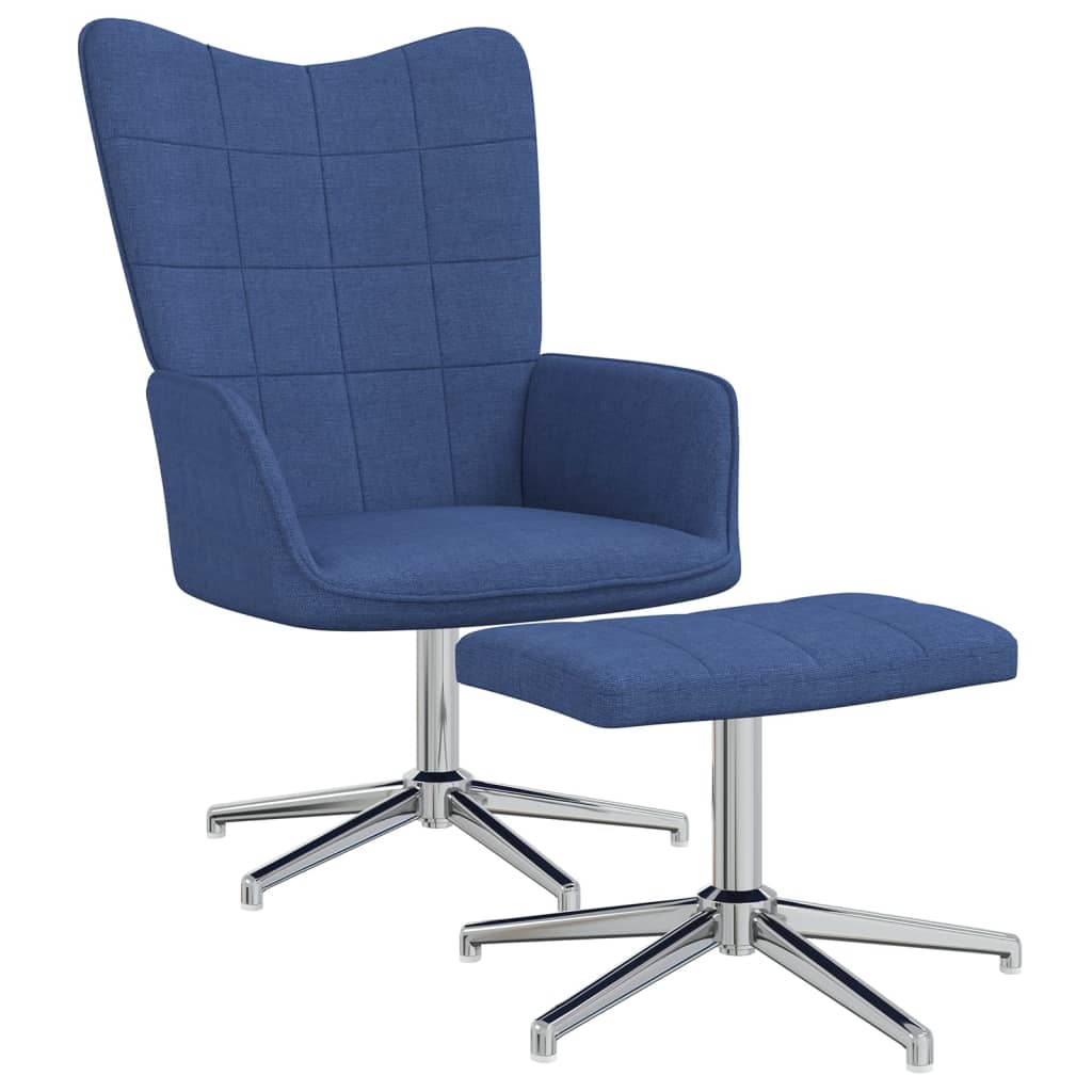 Relaxsessel mit Hocker Blau Stoff