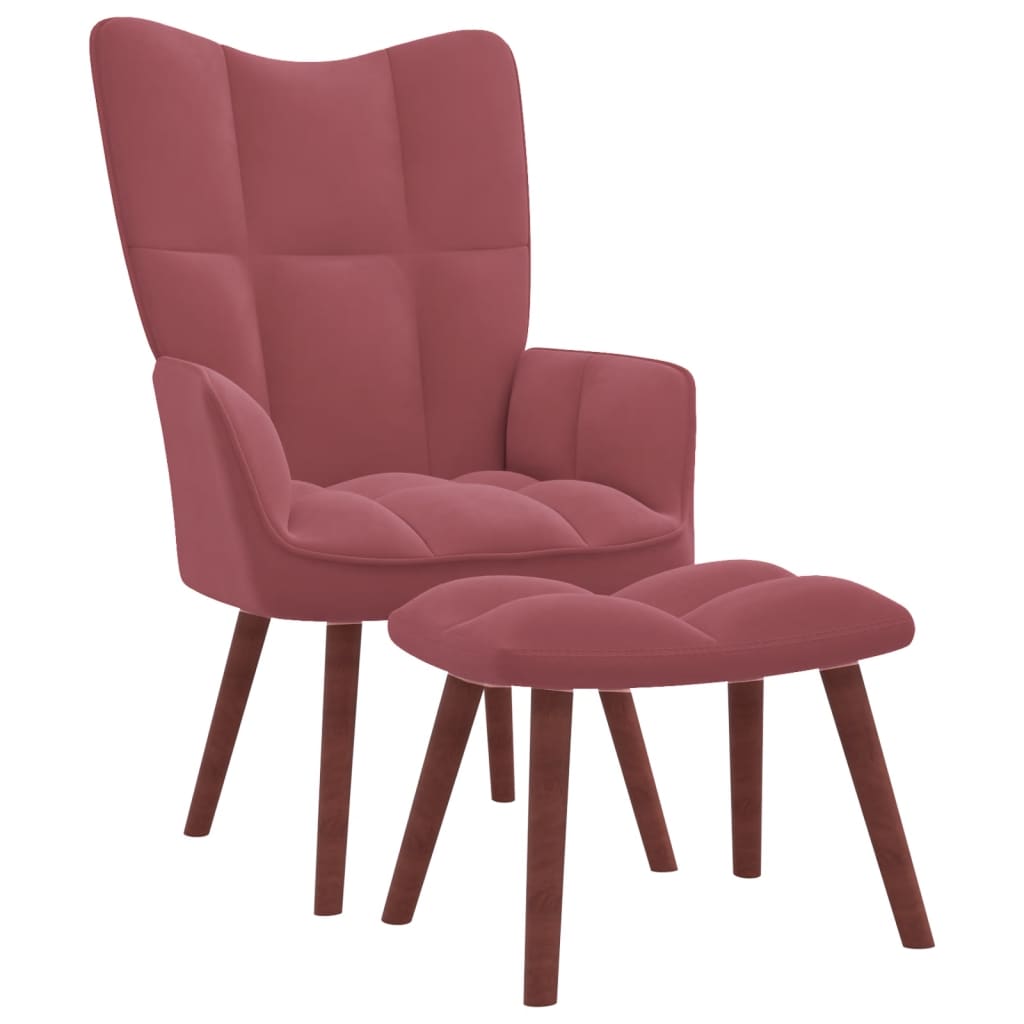 Relaxsessel mit Hocker Rosa Samt