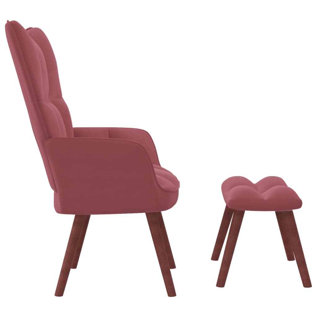 Relaxsessel mit Hocker Rosa Samt