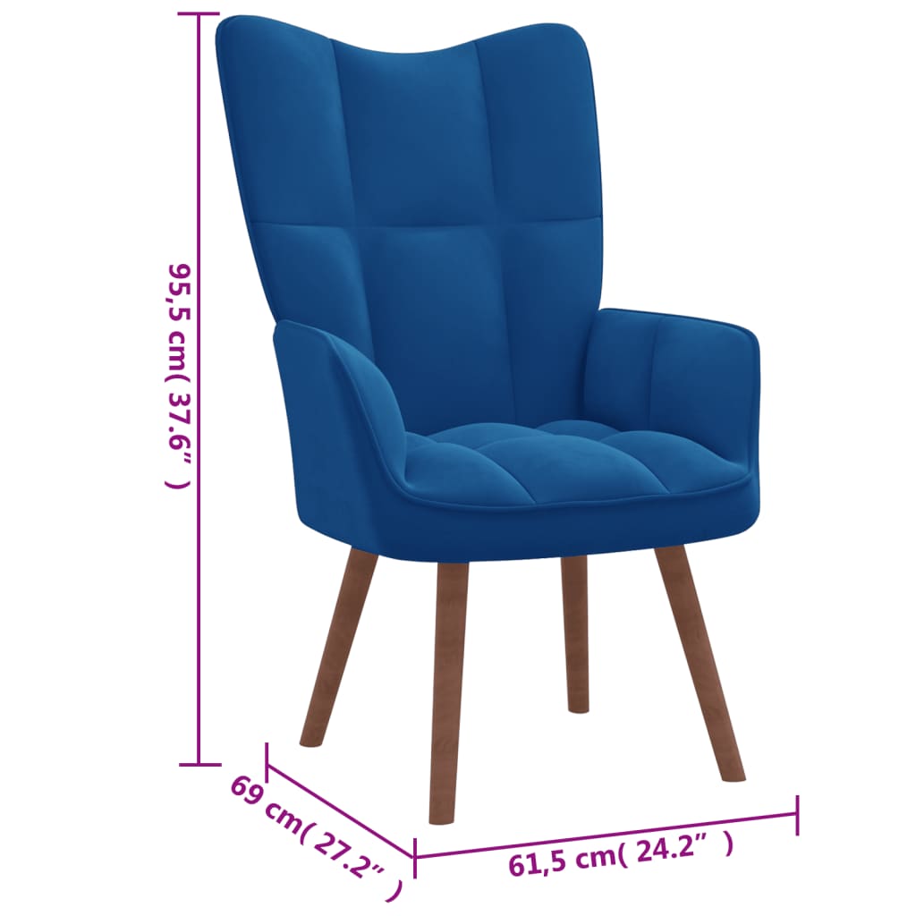 Relaxsessel mit Hocker Blau Samt