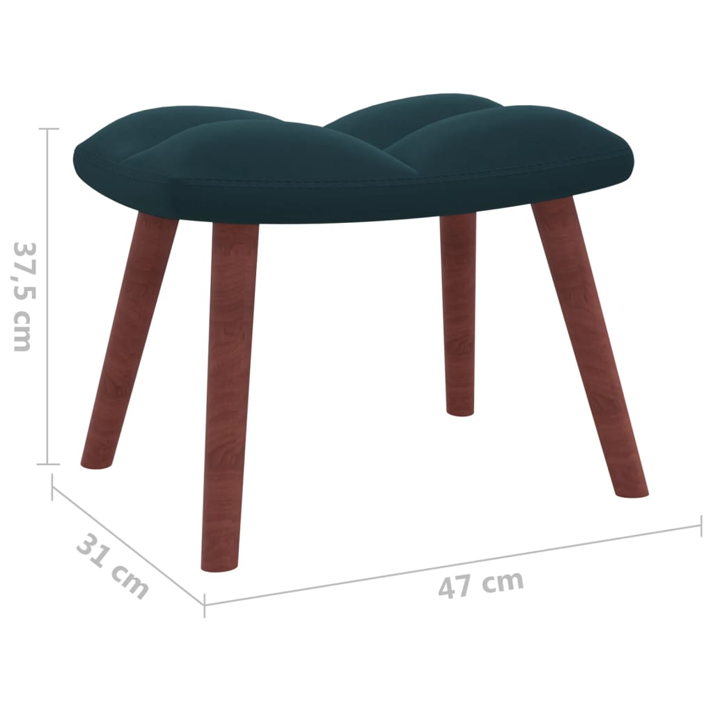 Schaukelstuhl mit Hocker Samt Blau