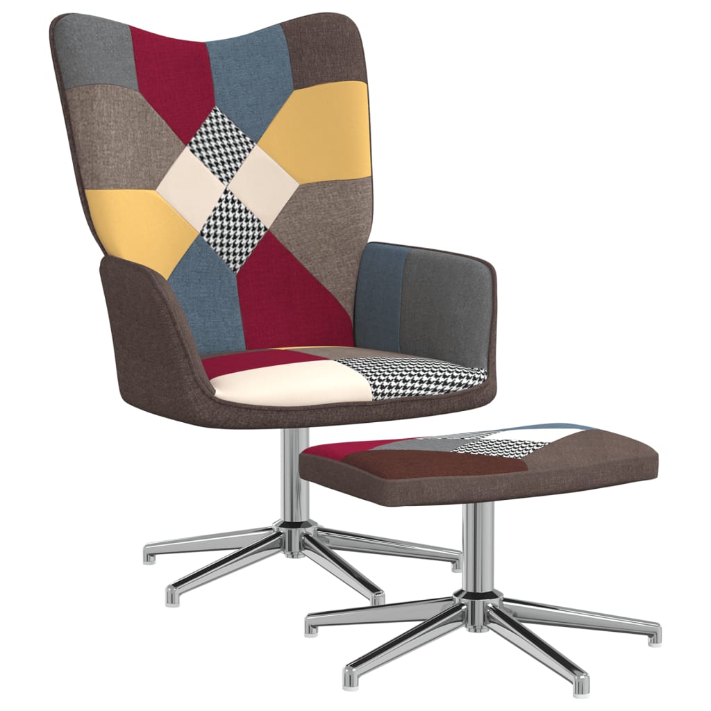 Relaxsessel mit Hocker Patchwork Stoff