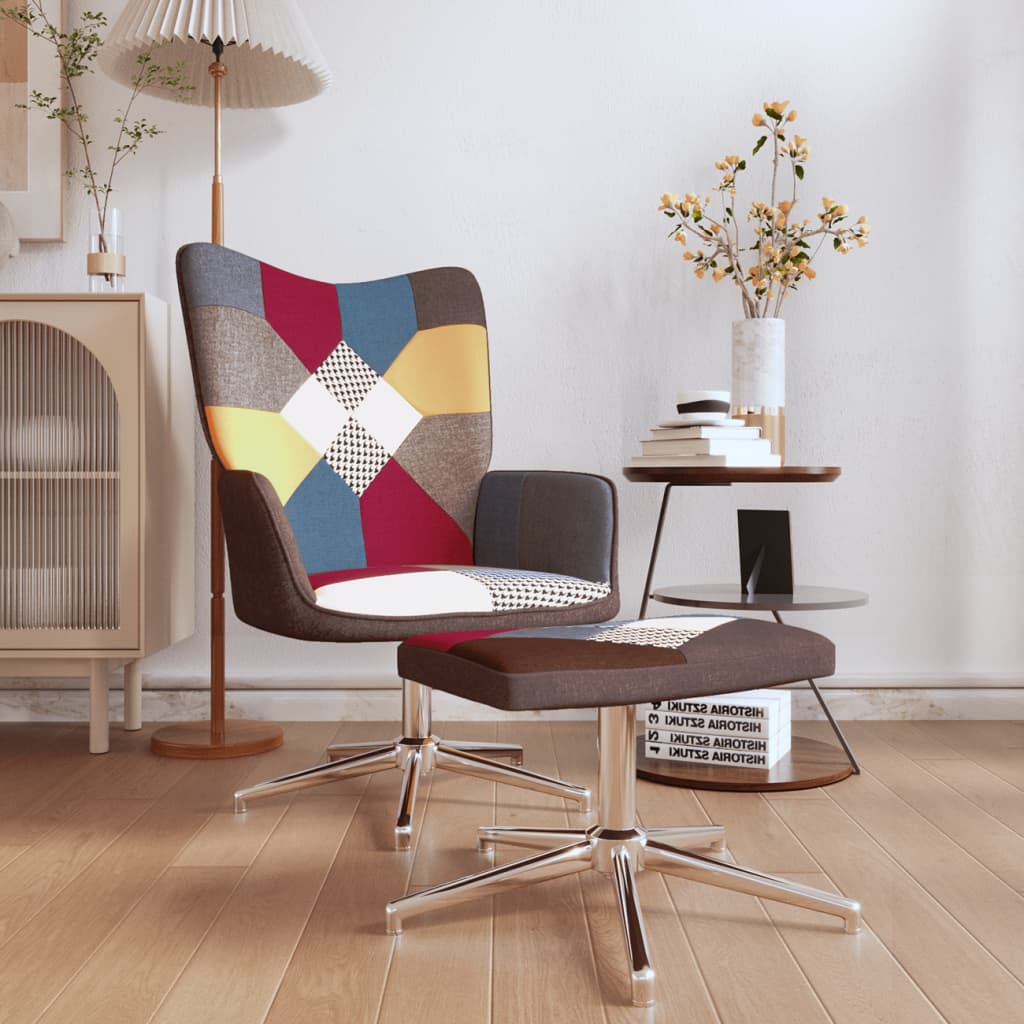 Relaxsessel mit Hocker Patchwork Stoff